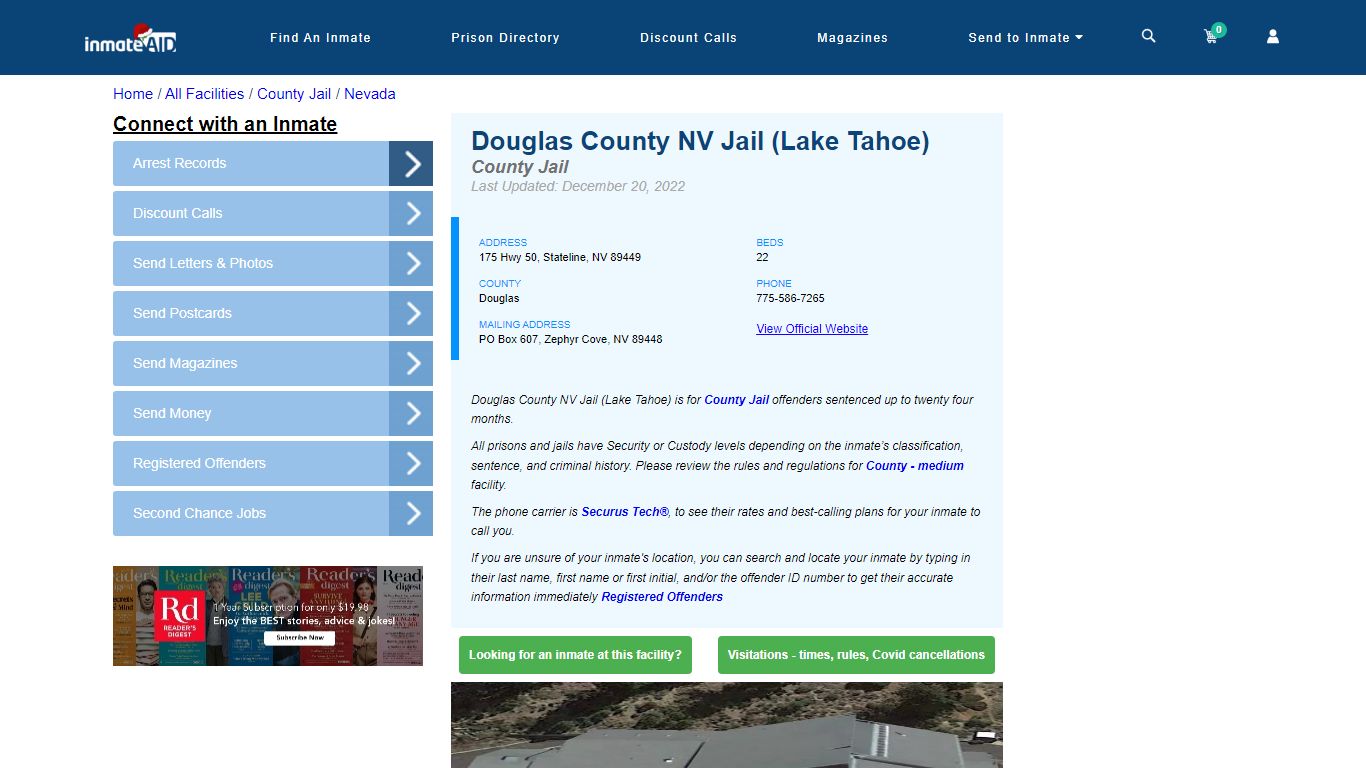 Douglas County NV Jail (Lake Tahoe) - Inmate Locator - Stateline, NV